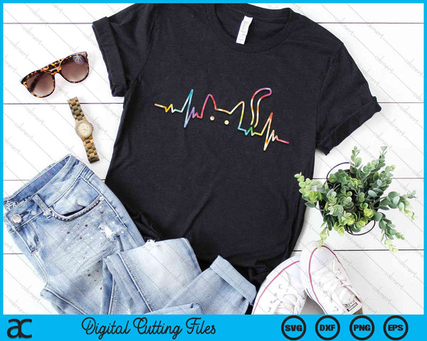 Heartbeat Cat Lover Animal Silhouette Cute Cat SVG PNG Digital Cutting File - on a t-shirt