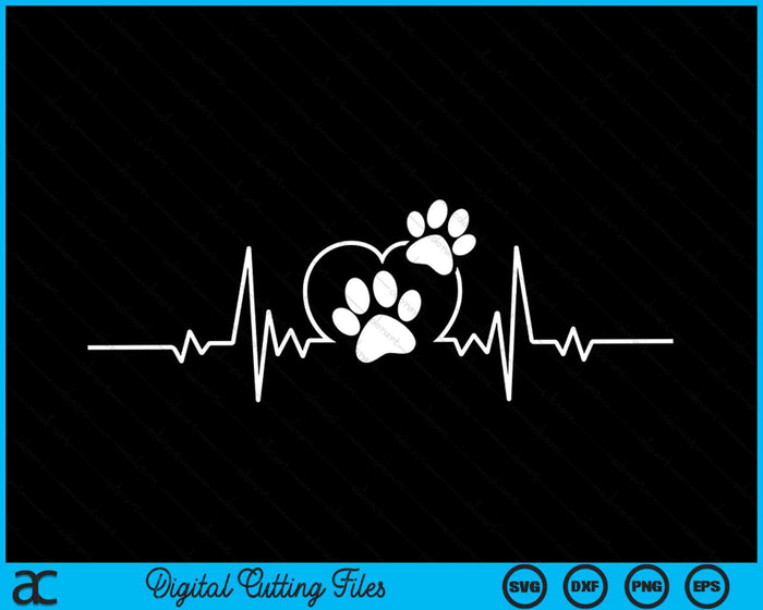 Herzschlag Hund Pfoten Frequenz Hund mit Herz SVG PNG Digitale Schneidedateien