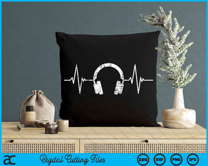 Heartbeat Headphones SVG PNG Digital Cutting Files