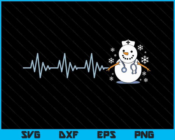 Heartbeat nurse snowman Christmas SVG cut file