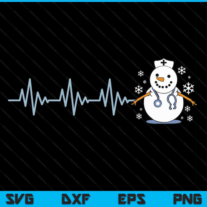 Heartbeat nurse snowman Christmas SVG cut file