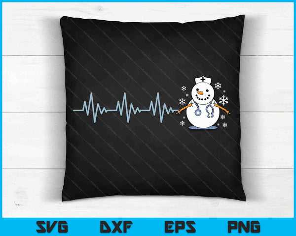 Heartbeat verpleegkundige sneeuwpop verpleegkundige Kerstmis SVG PNG digitale snijbestanden