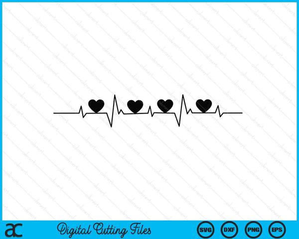 Heartbeat Stethoscope Health Heart Nurse SVG PNG Digital Printable Files