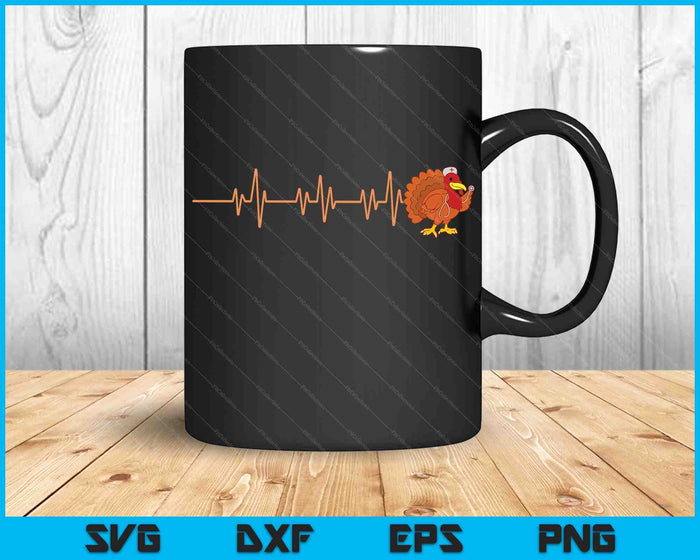 Heartbeat Turkey Nurse Thanksgiving SVG PNG Digital Cutting Files