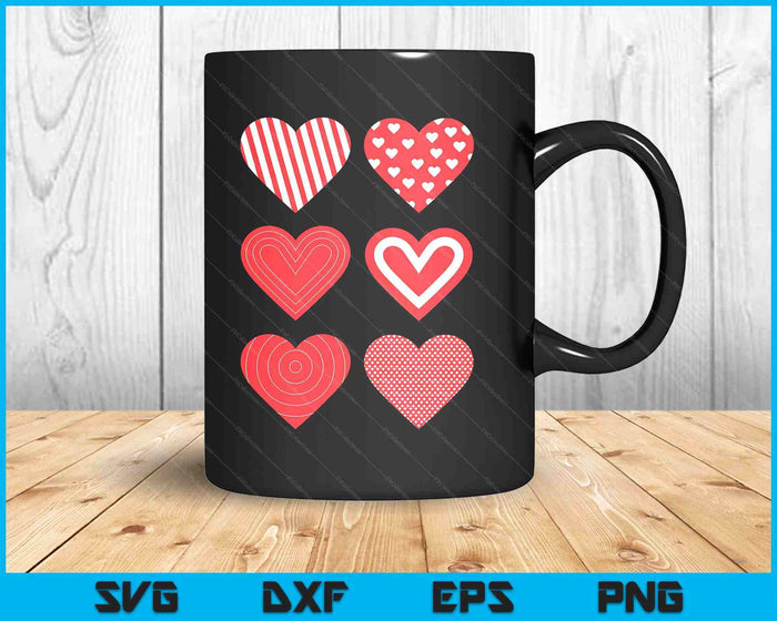 Hearts Pattern Valentines Day Cute V Day Love Couple SVG PNG Digital Printable Files