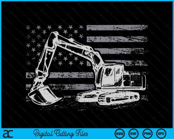 Operator van zwaar materieel Graafmachine Amerikaanse onafhankelijkheidsdag SVG PNG digitale snijbestanden