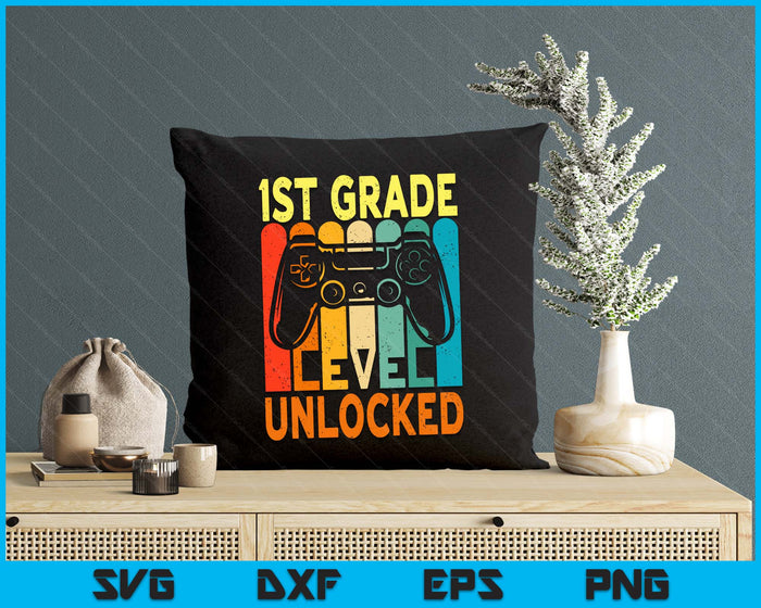 Hello 1st Grade Level Unlocked Video Game Back To School SVG PNG Digital Printable Files