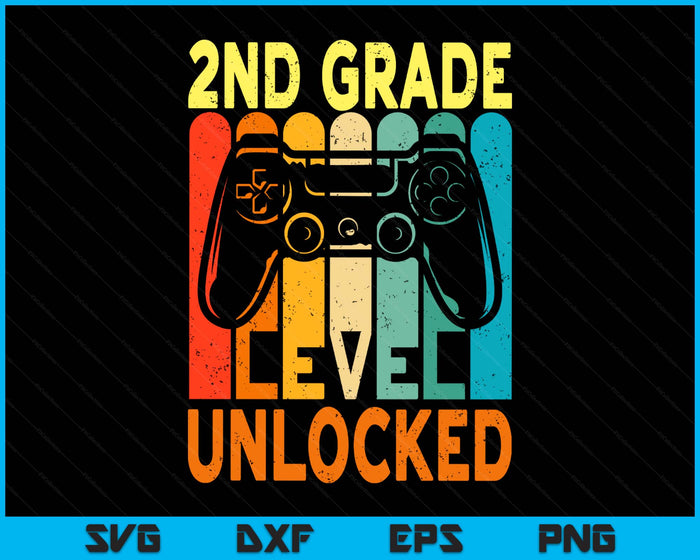 Hello 2nd Grade Level Unlocked Video Game Back To School SVG PNG Digital Printable Files