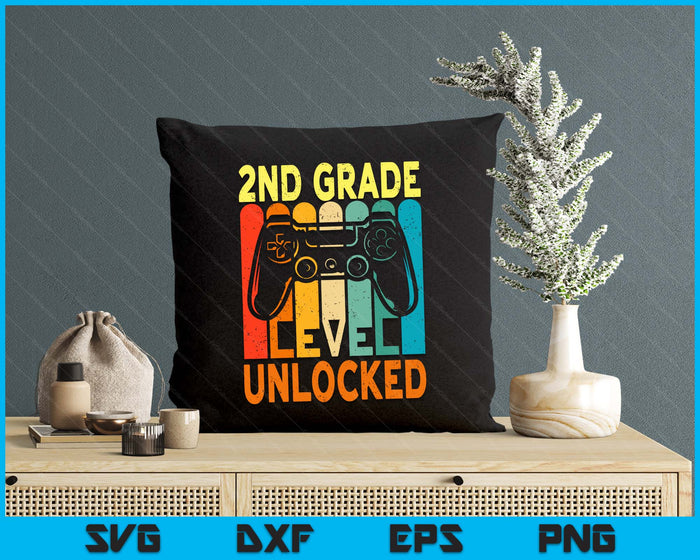 Hello 2nd Grade Level Unlocked Video Game Back To School SVG PNG Digital Printable Files