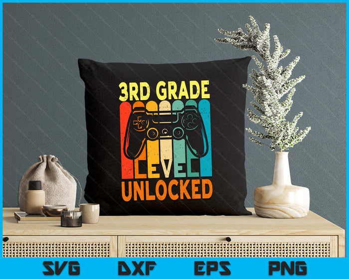 Hello 3rd Grade Level Unlocked Video Game Back To School SVG PNG Digital Printable Files