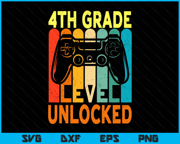 Hello 4th Grade Level Unlocked Video Game Back To School Boy SVG PNG Digital Printable Files