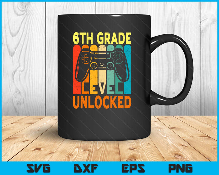 Hello 6th Grade Level Unlocked Video Game Back To School SVG PNG Digital Printable Files