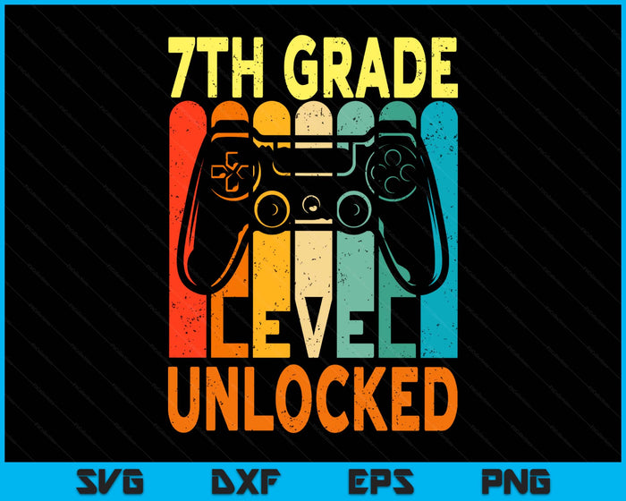 Hello 7th Grade Level Unlocked Video Game Back To School SVG PNG Digital Printable Files