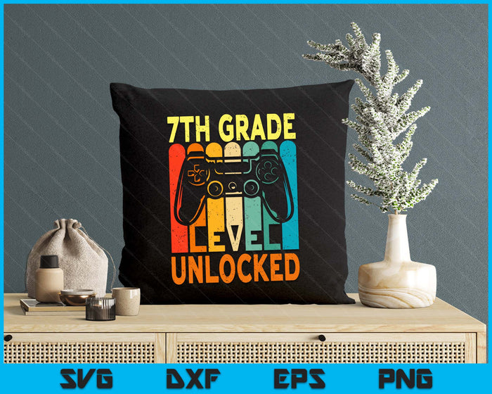 Hello 7th Grade Level Unlocked Video Game Back To School SVG PNG Digital Printable Files