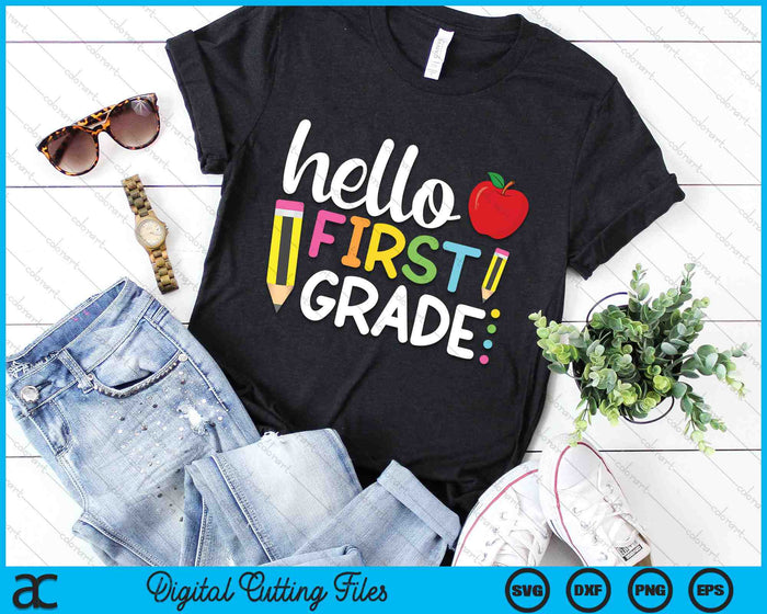 Hello First Grade 1st Grade Back To School SVG PNG Digital Cutting Files