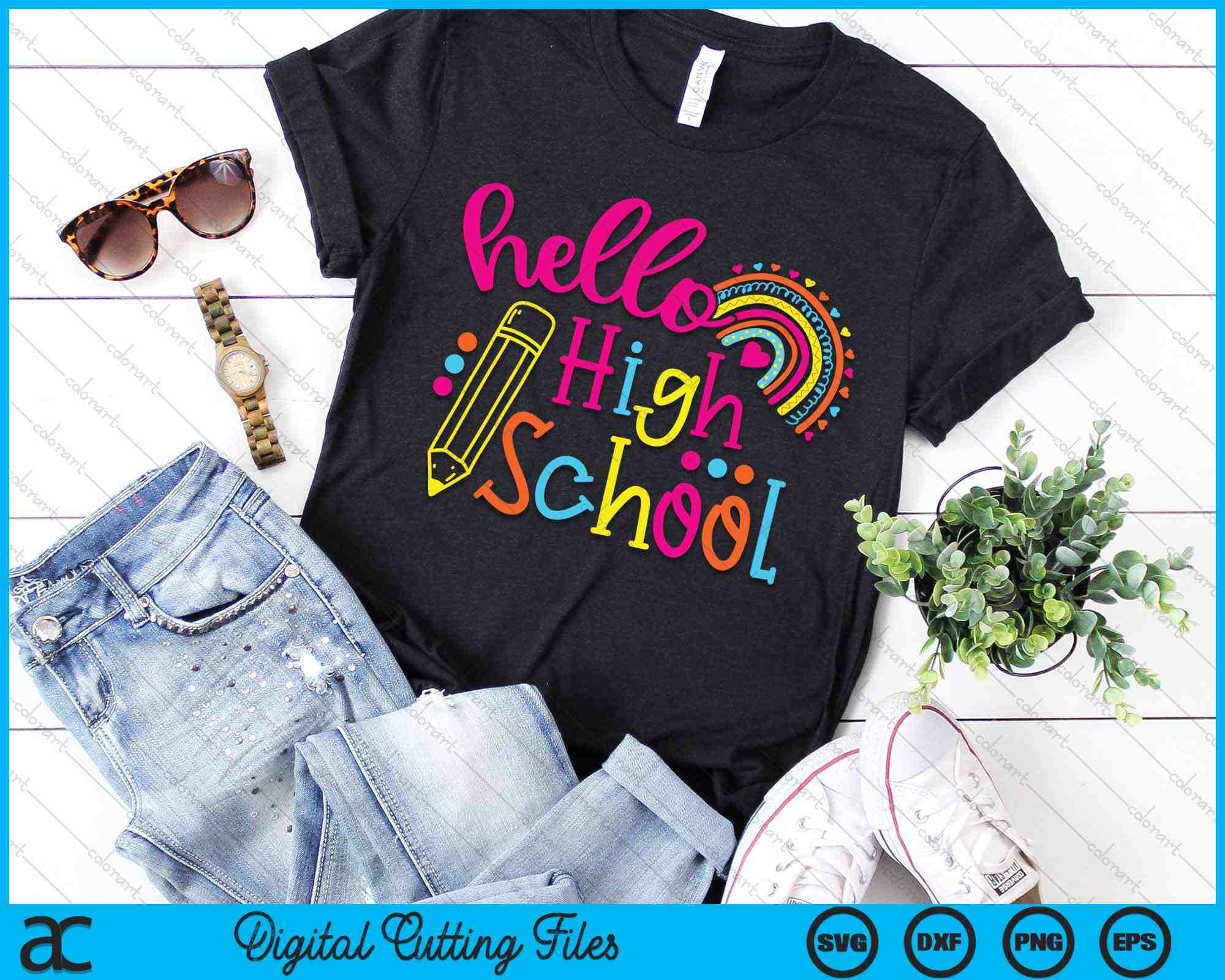 Hello High School Rainbow Back To School SVG PNG Cutting Files –  creativeusarts