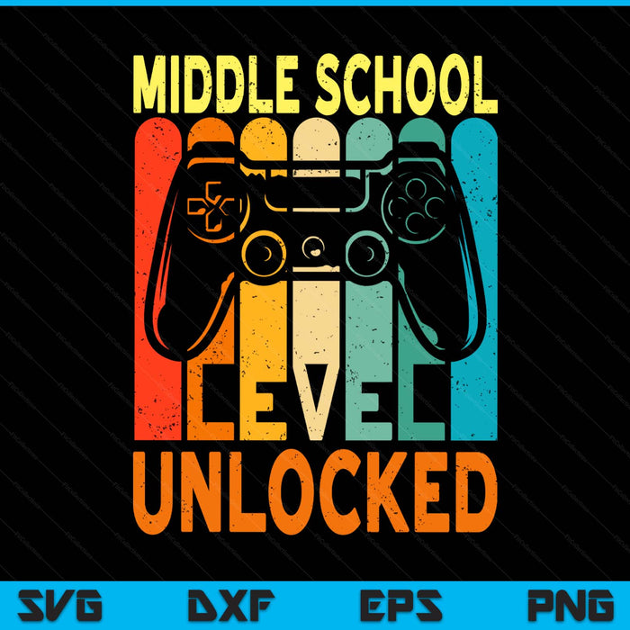 Hello Middle School Level Unlocked Video Game Back To School SVG PNG Digital Printable Files