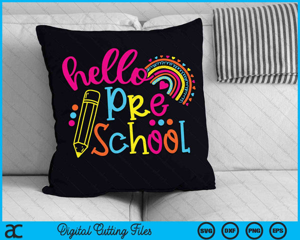 Hallo Preschool Rainbow terug naar school SVG PNG digitale snijbestanden