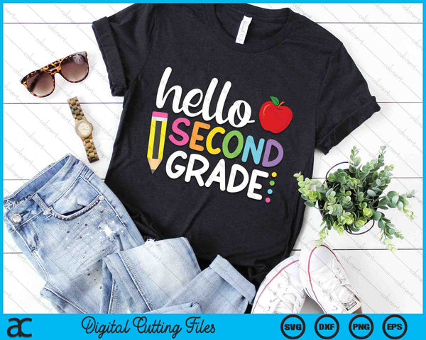 Hello Second Grade 2nd Grade Back to School SVG PNG Digital Cutting Files
