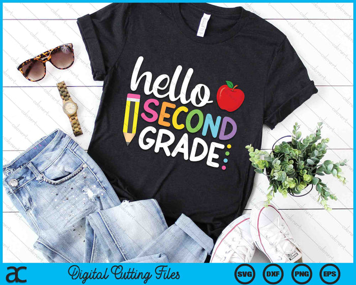 Hello Second Grade 2nd Grade Back to School SVG PNG Digital Cutting Files