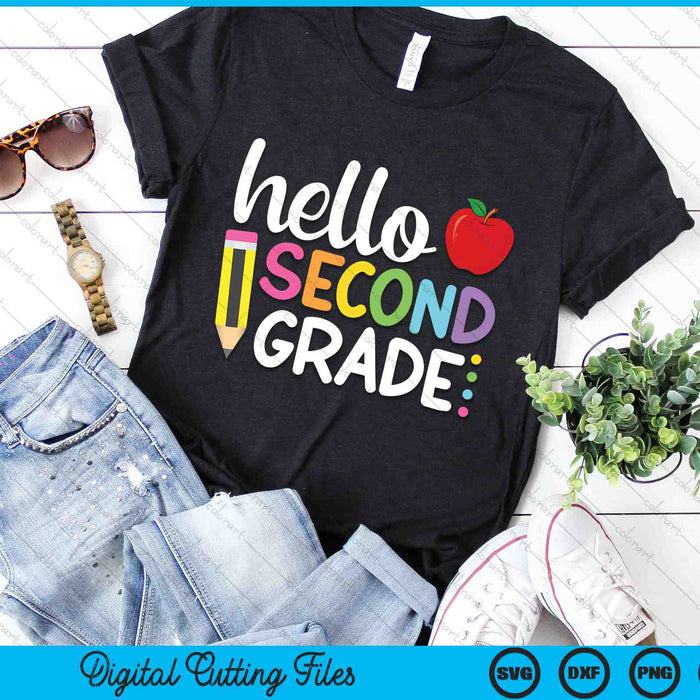 Hello Second Grade 2nd Grade Back to School SVG PNG Digital Cutting Files