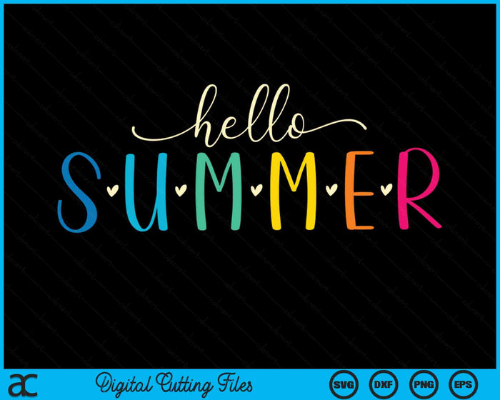 Hello Summer Cute Floral Design Summer Vacation SVG PNG Digital Cutting Files