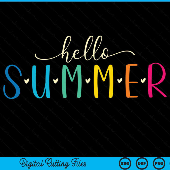 Hello Summer Cute Floral Design Summer Vacation SVG PNG Digital Cutting Files