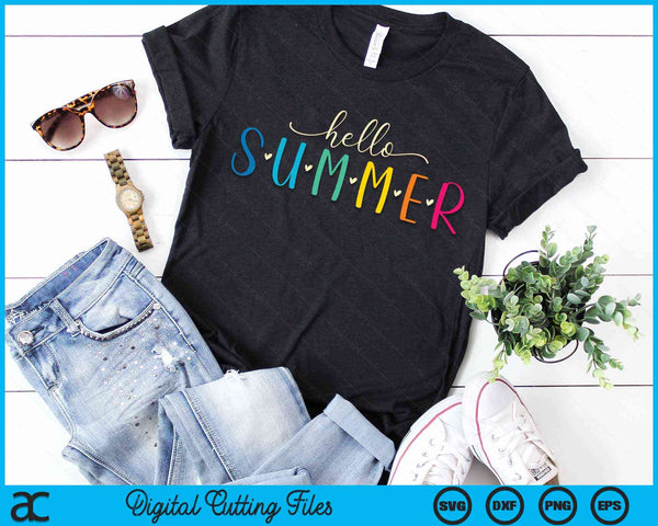 Hello Summer Cute Floral Design Summer Vacation SVG PNG Digital Cutting Files