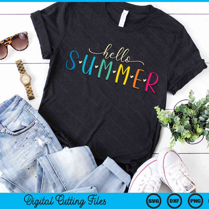 Hello Summer Cute Floral Design Summer Vacation SVG PNG Digital Cutting Files