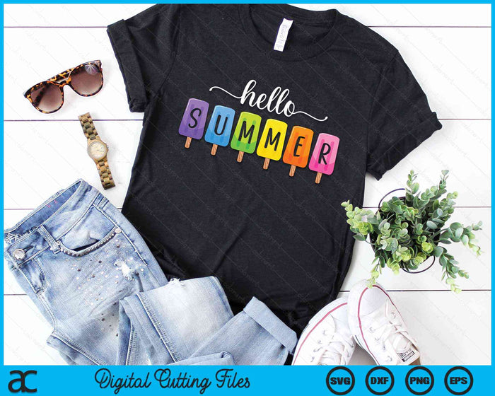 Hello Summer Vacation Ice Cream Popsicle Ice Lolly Gift SVG PNG Digital Cutting Files