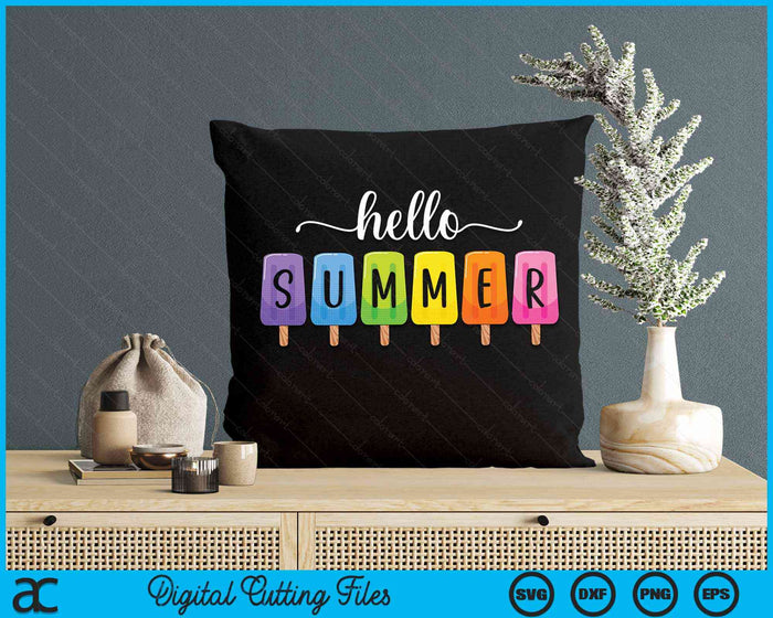 Hello Summer Vacation Ice Cream Popsicle Ice Lolly Gift SVG PNG Digital Cutting Files