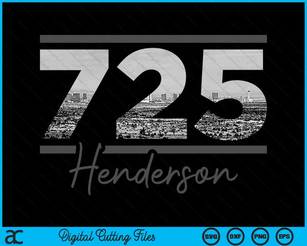 Henderson 725 Area Code Skyline Nevada Vintage SVG PNG Digital Cutting Files