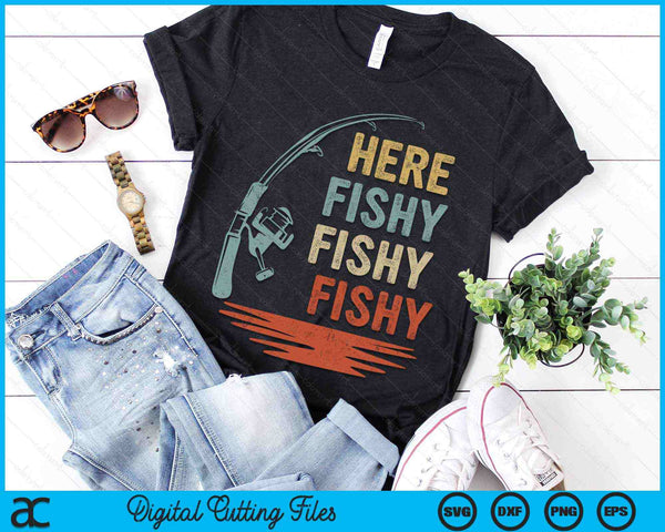 Hier Fishy Fish Hengelsport Visserij Papa Visser SVG PNG Digitale Snijbestanden