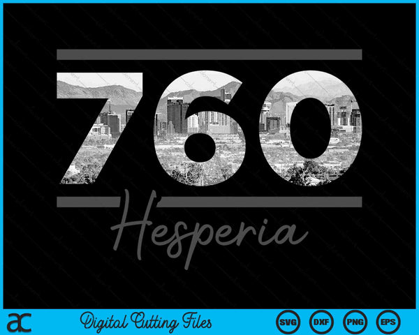 Hesperia 760 Netnummer Skyline Californië Vintage SVG PNG digitale snijbestanden