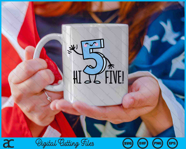 ¡Choca esos cinco! High Hand Hola Wave Número 5 Niños SVG PNG Archivos de corte digital