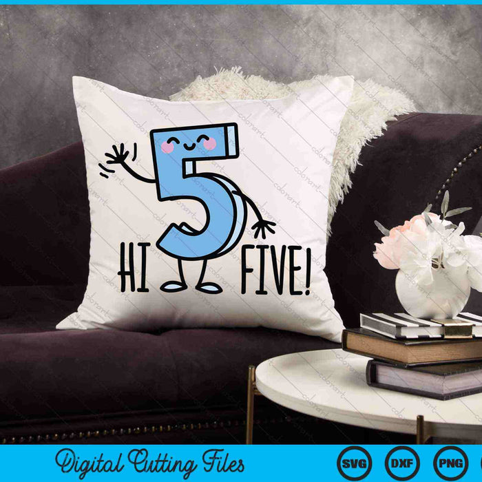 ¡Choca esos cinco! High Hand Hola Wave Número 5 Niños SVG PNG Archivos de corte digital