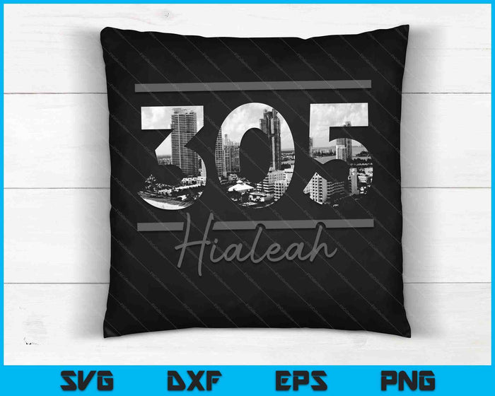 Hialeah 305 Código de área Skyline Florida Vintage SVG PNG Cortar archivos imprimibles