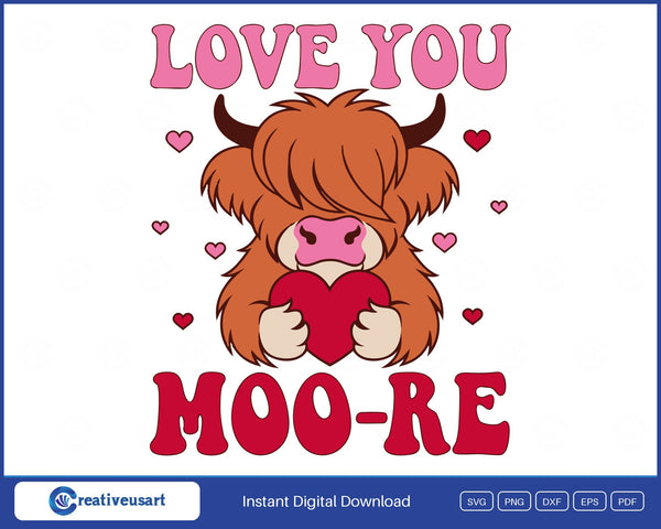 Highland Cow Valentine SVG design