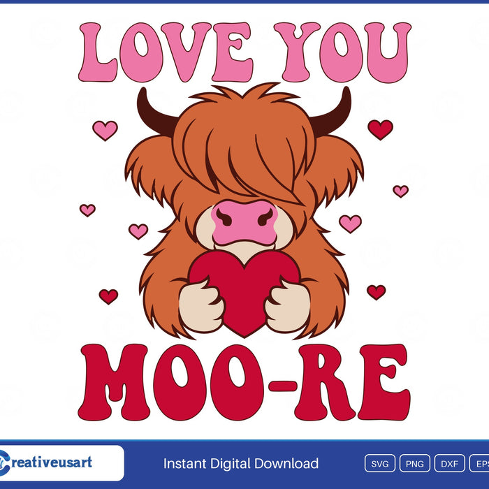 Highland Cow Valentine SVG design