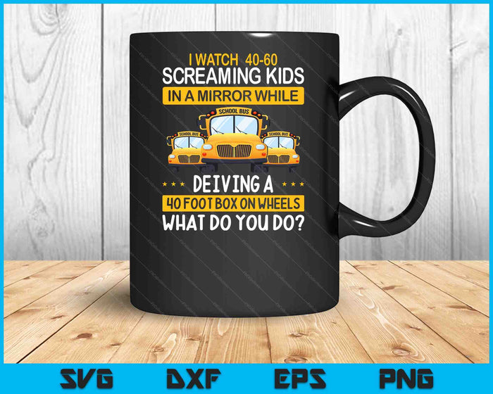 Hilarische schoolbuschauffeur zegt schoolbus rijden grap SVG PNG digitale snijbestanden