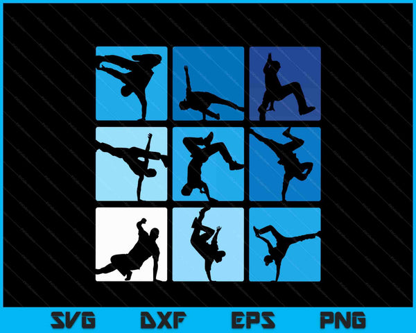 Hip hop break dance poses retro vintage SVG cut file