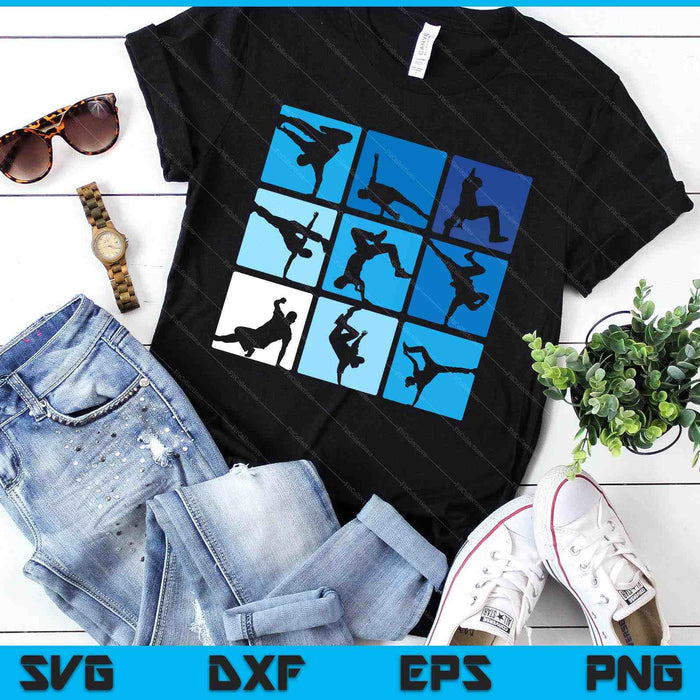 Hip Hop Break Dance Poses Retro Vintage Gift SVG PNG Digital Printable Files