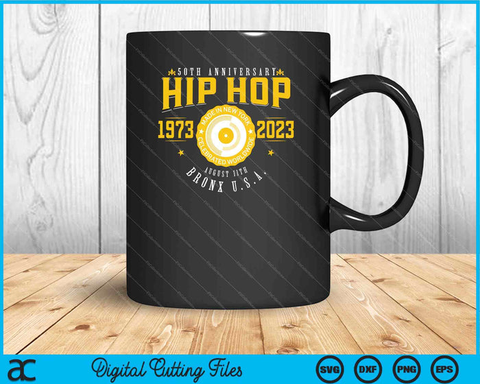 Hip Hop Música 50 Aniversario Músico Cumpleaños SVG PNG Archivos de Corte Digital