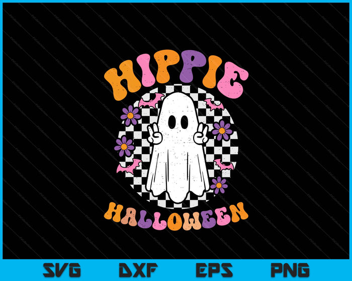 Hippie Halloween Ghost Peace Retro Costume SVG PNG Digital Printable Files