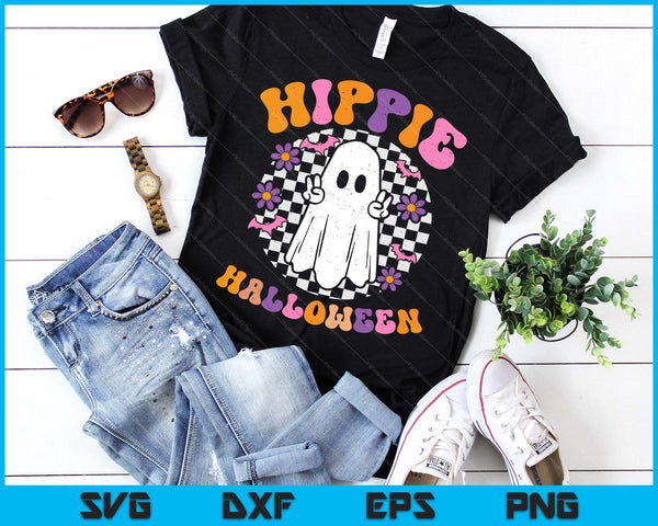Hippie Halloween Ghost Peace Retro Costume SVG PNG Digital Printable Files