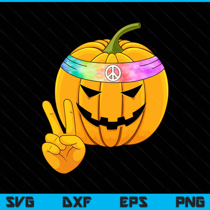 Hippie Halloween Pumpkin Peace Sign Hand Headband Tie Dye SVG PNG Digital Printable Files