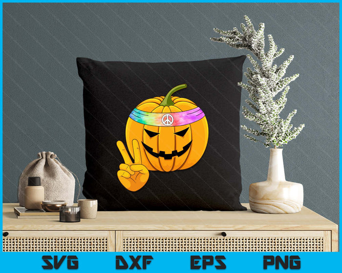Hippie Halloween Pumpkin Peace Sign Hand Headband Tie Dye SVG PNG Digital Printable Files