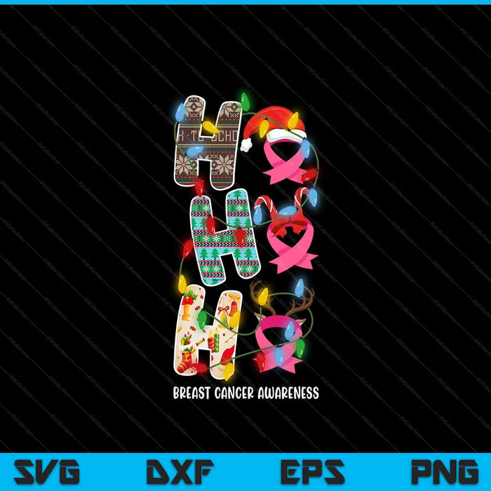 Ho Ho Ho Breast Cancer Awareness For Christmas SVG PNG Digital Printable Files