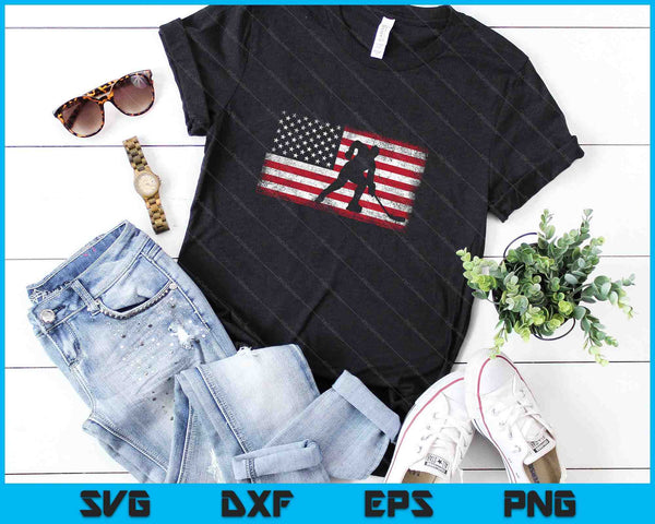 Hockey American Flag 4th of July SVG PNG Digital Cutting File - on a t-shirt