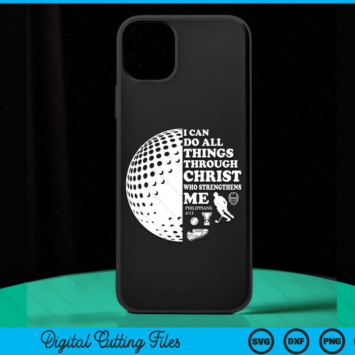 Hockey Bible verse Christian sayings philippians 4:13 case SVG PNG cut file for Cricut